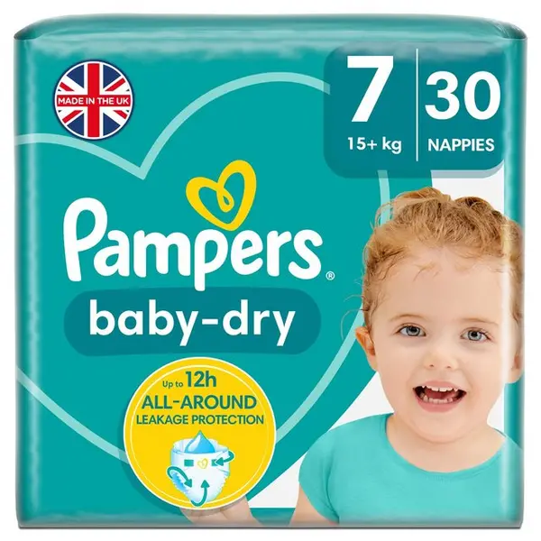 Image of Pampers Baby Dry Size 7 30 Nappies