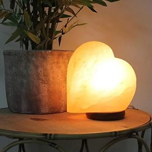 Image of Hestia Heart Shaped Salt Lamp with Wooden Base