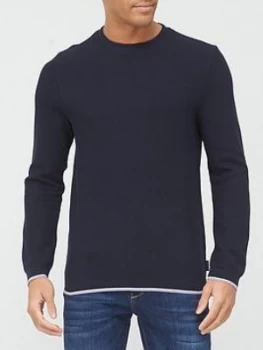 image of Ted Baker Swetty Textured Knitted Jumper - Navy Size M Men