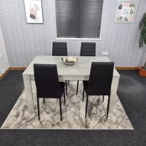Image of Kitchen Dining Table Set for 4 Wooden Dining Table And 4 Leather Chairs