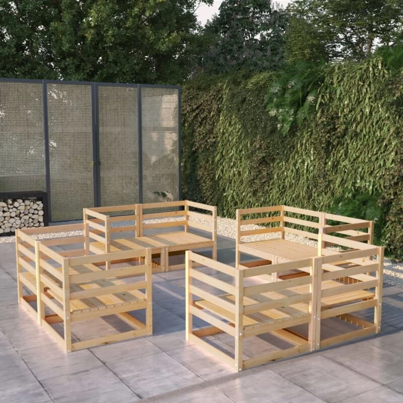 Image of VIDAXL 8 Piece Garden Lounge Set Solid Wood Pine Vidaxl 8720286463871