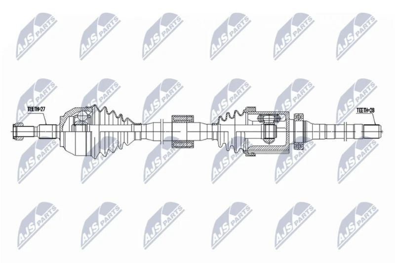 Image of NTY NPW-FR-184 Drive shaft Automatic Transmission, Front Axle Right Drive Shaft (13)