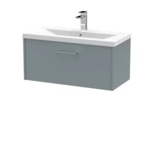 Hudson Reed Juno 800mm Wall Hung Single Drawer Vanity & Mid-Edge Basin - Coastal Grey