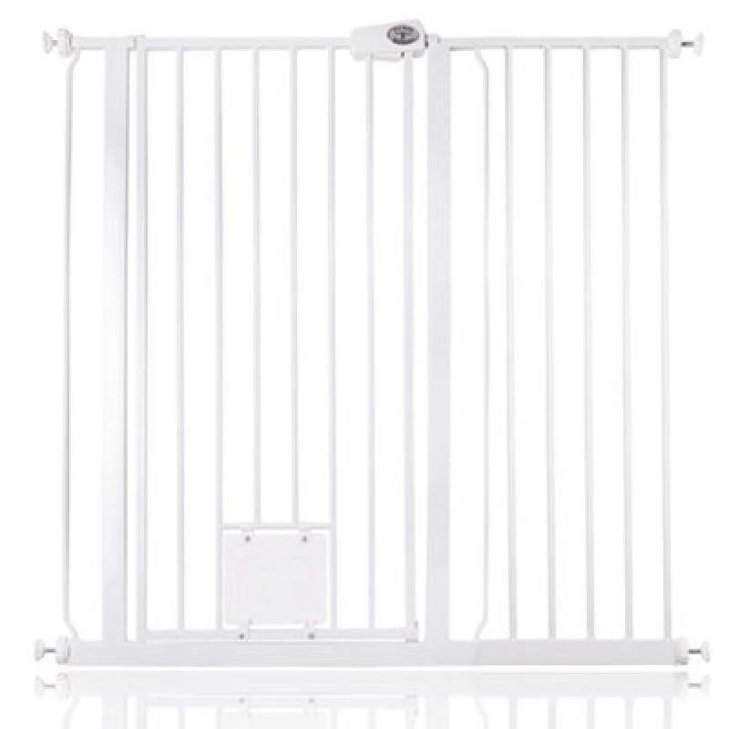 Image of Bettacare Pet Gate With Lockable Cat Flap, 107.4Cm - 115Cm, White, 104Cm In Height