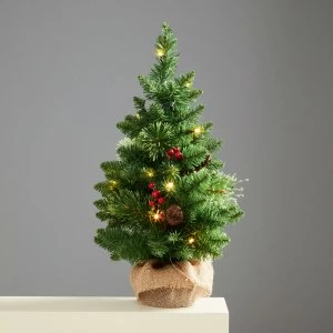 image of Robert Dyas Pre-Lit Richmond Tabletop Christmas Tree - 2ft