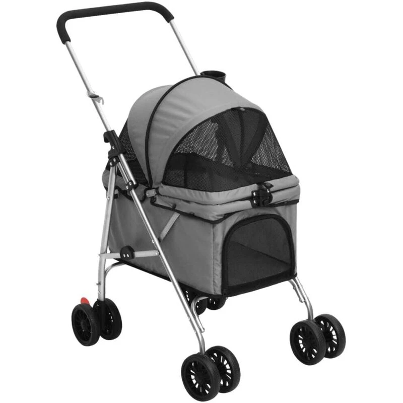 Image of VIDAXL Folding Dog Stroller Grey 76x50x100cm Oxford Fabric vidaXL 8720845735234