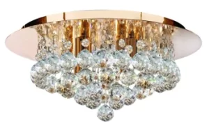 image of Hanna 4 Light Ceiling Semi Flush Light Gold with Crystals, G9