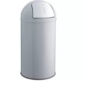 image of helit Push top waste bin made of steel, capacity 30 l, HxØ 650 x 300 mm, medium grey