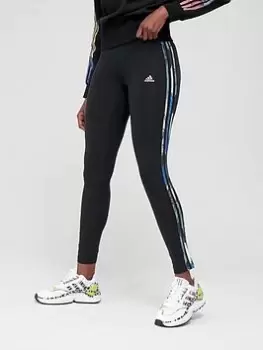 image of adidas 3 Stripes Printed Leggings - Black/Pink Size M Women