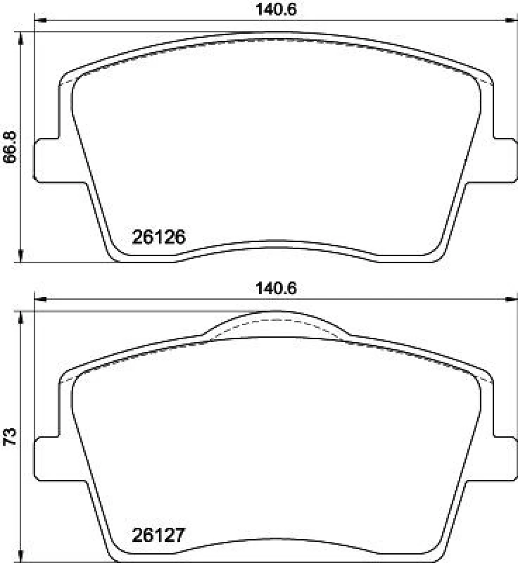 Image of HELLA Brake pad set HELLA 8DB 355 039-001