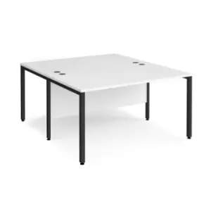Image of Office Desk 2 Person Rectangular Desk 1400mm White Tops With Black Frames 1600mm Depth Maestro 25