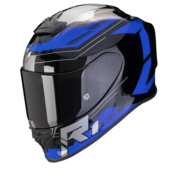 Image of Scorpion EXO-R1 Evo Air Blaze Black Blue Full Face Helmet S