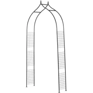 Image of Vintage Style Steel Garden Patio Outdoor Arbor & Trellis Arch Support Vines & Climbing Plants Garden Decoration - Black 2.5H m - Outsunny