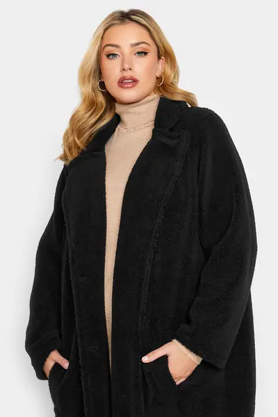 image of Yours Faux Fur Coat Black