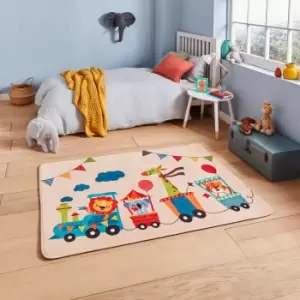 Image of Safari Train Rug Green, Blue and Red
