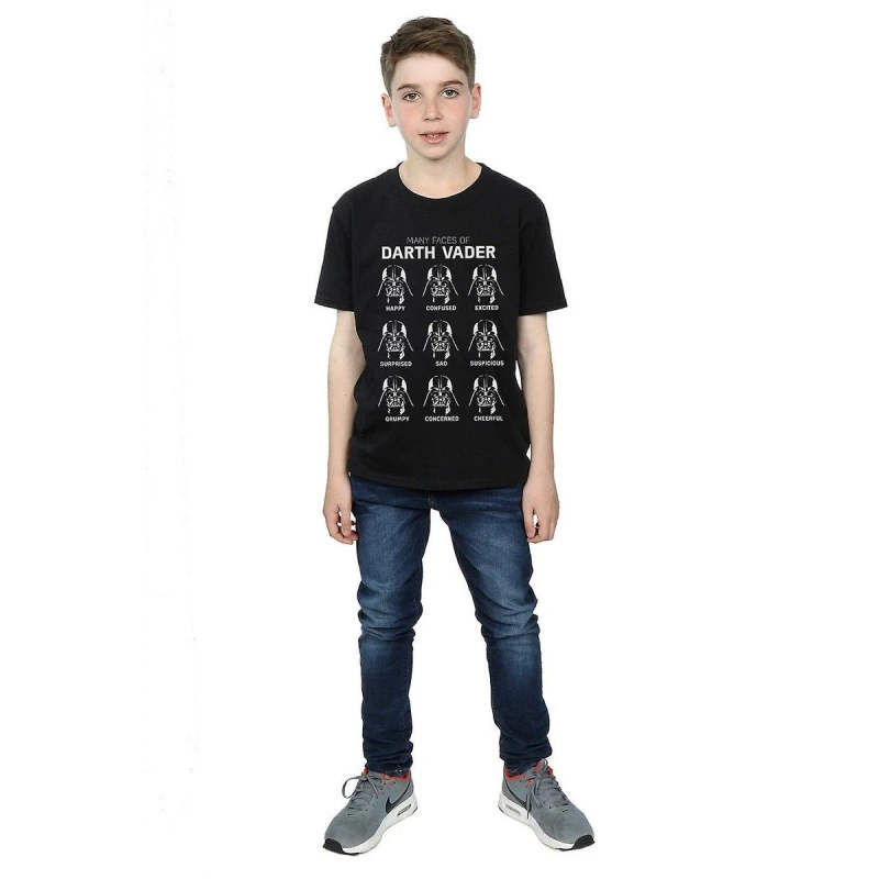 Image of Star Wars Many Faces Of Darth Vader Cotton T-Shirt Black male