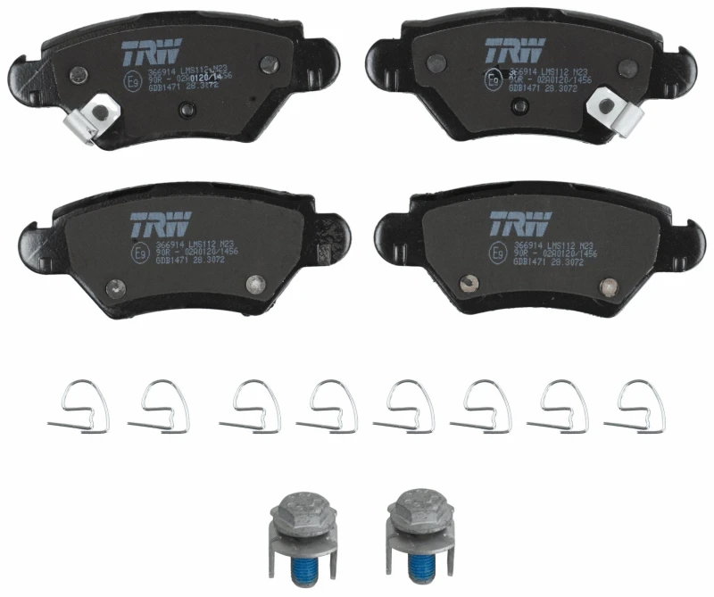 Image of TRW GDB1471 Brake pad set with acoustic wear warning, with accessories, with brake caliper screws Brake Pad Set,disc brake (402)
