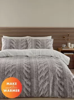 image of 'Cable Knit Fleece' Duvet Cover Set