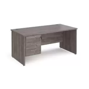 image of Maestro 25 straight desk 1600mm x 800mm with 3 drawer pedestal - grey oak top with panel end leg