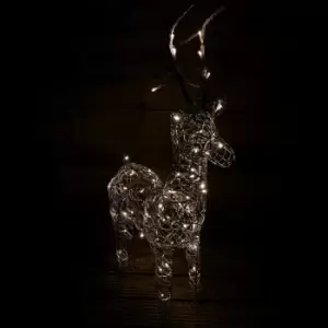 image of 1m Grey Outdoor Standing LED Wicker Reindeer Christmas Decoration in Warm White