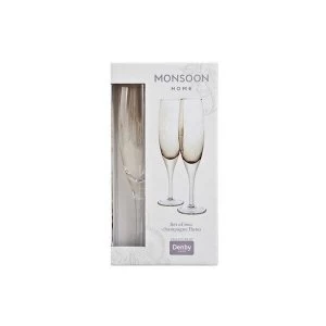 image of Denby Monsoon Lucille Gold Champagne Flute Pack Of 2