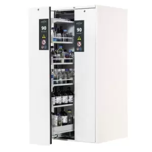 Image of Type 90 Safety Storage Cabinet V-MOVE-90 Model V90.196.081.VDAC:0012 in Laboratory White (Sim. RAL 9016) with 4X Shelf Standard (Sheet Steel)
