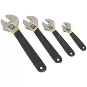 AK9935 Adjustable Wrench Set 4pc Ni-Fe Finish - Sealey