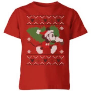 Image of Disney Tree Mickey Kids Christmas T-Shirt - Red - 11-12 Years