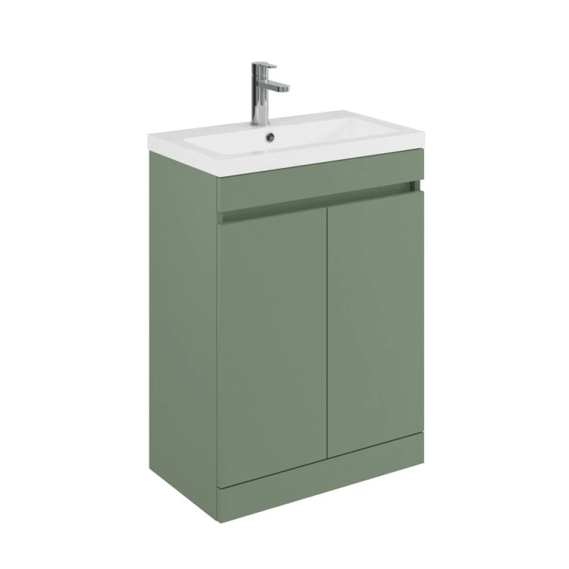 Image of Balterley 600mm Floor Standing 2 Door Unit with Polymarble Basin - Green Green Unisex