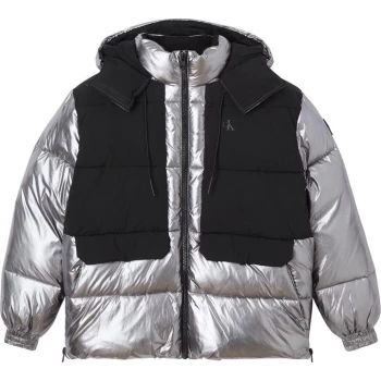 Image of Calvin Klein Jeans Hi Shine Padded Jacket - Gun Metal 0IM