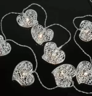 Image of Lyyt LED Battery Powered Decorative Silver Heart Fairy Light 1.5m