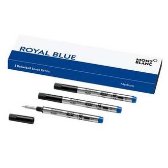 Image of Mont Blanc Royal Blue Rollerball 3 Pack Small Refills - Medium Nib