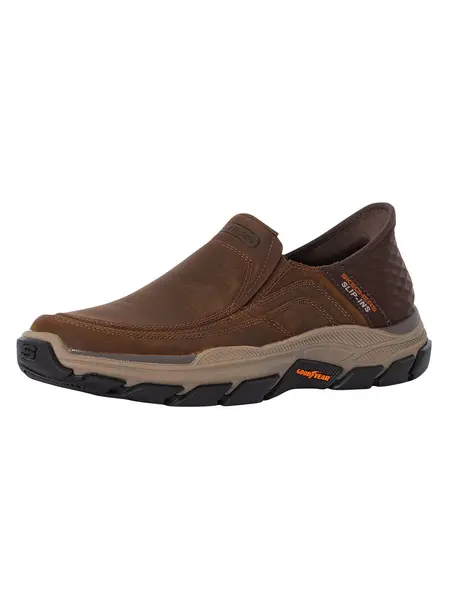Image of Skechers Slip-ins Leather Trainers Brown 7 UK
