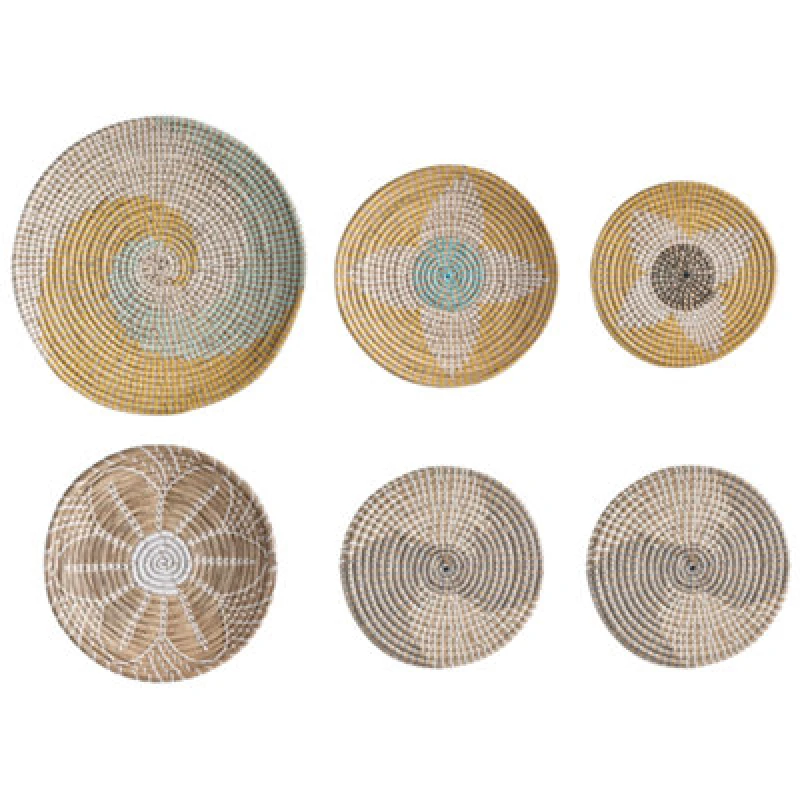 Image of Beliani Set Of Hanging Decorations Bacninh Seagrass 46/35/30 Cm Multicolour
