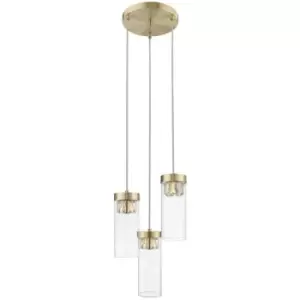 image of Spring Contemporary Cluster Pendant Ceiling 3 Light Antique Bronze, Crystal