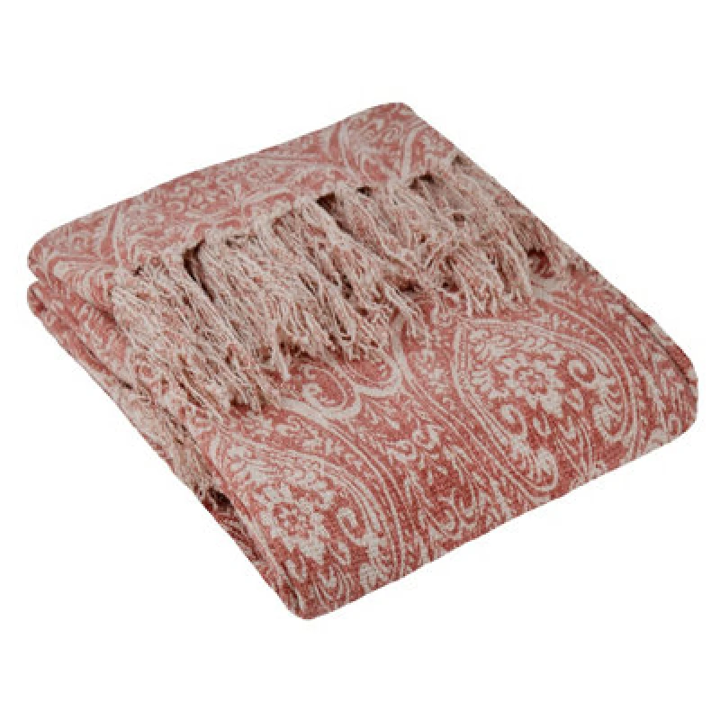 Image of Paoletti Paoletti Durelle Printed Throw in Pink Size: 130cm x 170cm Pink 130cm x 170cm Unisex 5025532863218