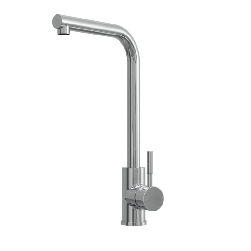 Image of Balterley L-Neck Kitchen Sink Mixer Tap - Top Fix Installation, Chrome Finish in Silver Silver Unisex