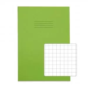 Image of RHINO A4 Exercise Book 32 Pages 16 Leaf Light Green 10mm Squared