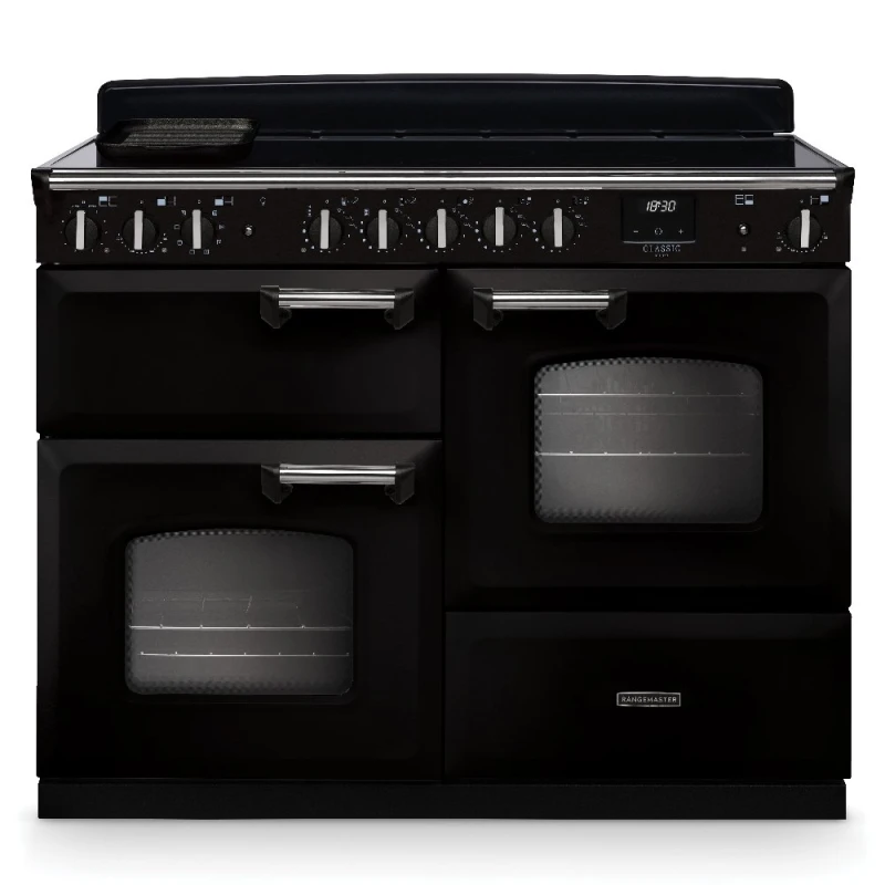 Image of Rangemaster CLDLO110EIPGBL/CM1 Classic Deluxe OC 110cm Induction Range Cooker Chrome Trim 14757 - BLACK CLDLO110EIPGBL/CM1