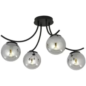 Image of Emibig Boston Black Multi Arm Globe Ceiling Light with Graphite Glass Shades, 4x E14