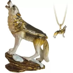 Image of Secrets from Hidden Treasures 1087 Wolf Howling Trinket Box