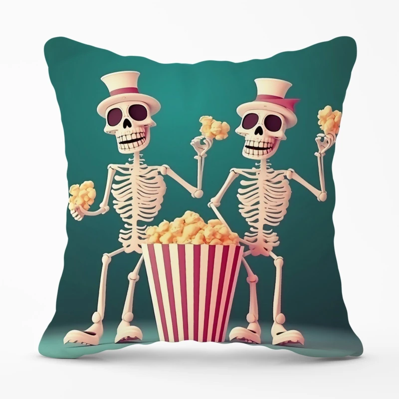 Image of Warren Reed - Designer Skeletons With Popcorn Cushions Size: 45cm x 45cm Multicolor Unisex 45cm x 45 cm