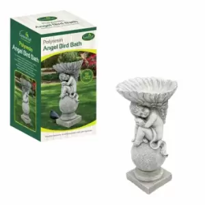 Gardenkraft Angel & Shell Bird Bath Garden Ornaments - White