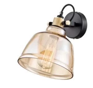 Image of Irving Wall Lamp Black with Glass Shade, 1 Light, E27