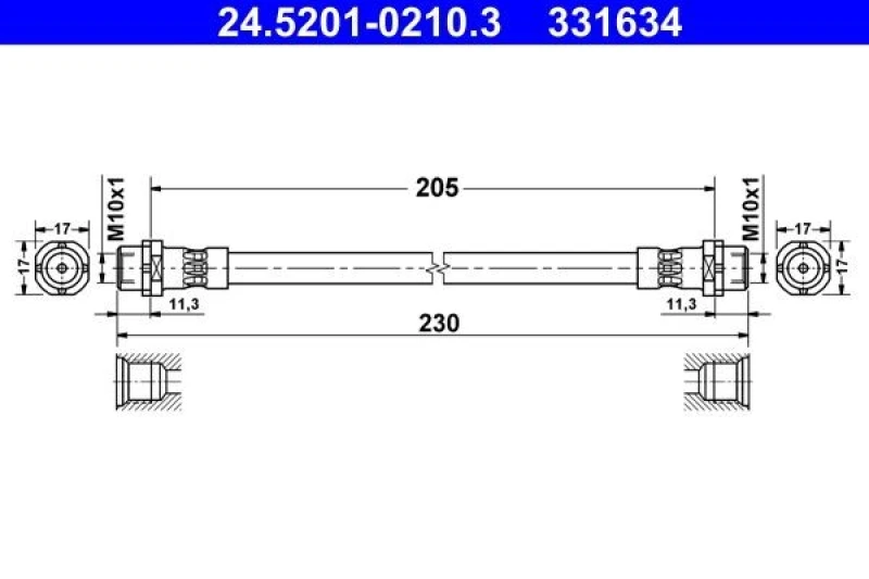 Image of ATE 24.5201-0210.3 Brake Hose Brake Hose (83)