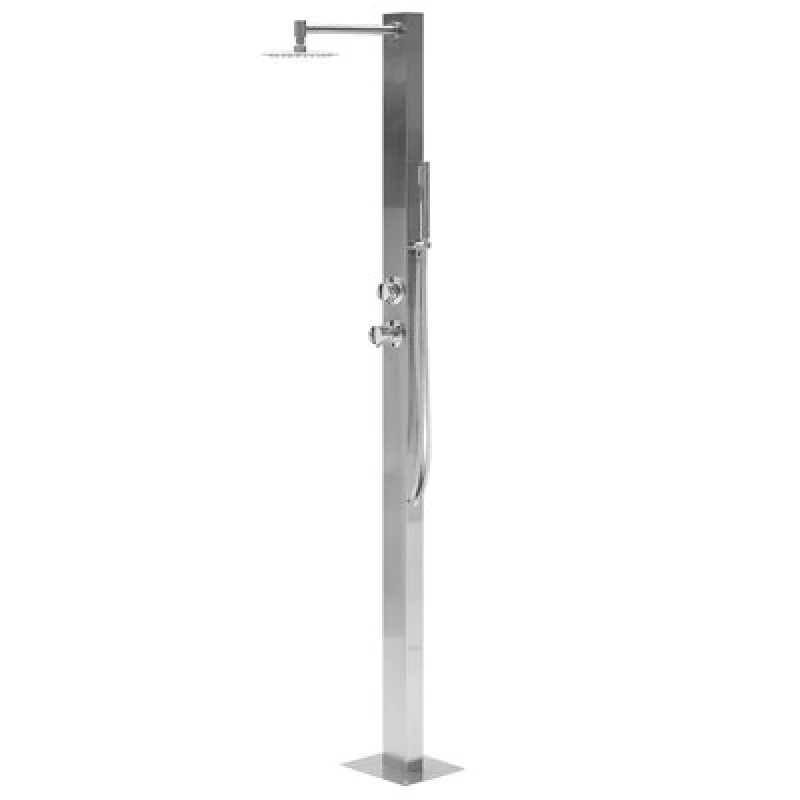 Image of Beliani Freestanding Outdoor Shower Olzai Silver