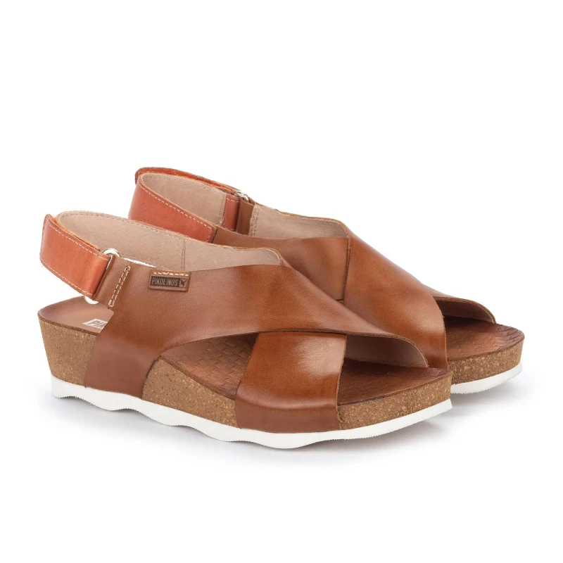 Image of Pikolinos Mahon Leather Womens Hook and loop Sandals - Brandy - Size:UK 7-7.5