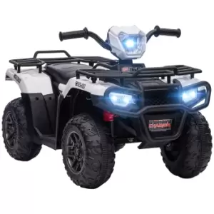 image of HOMCOM 12V Kids Quad Bike with Forward Reverse Functions, Electric Ride On ATV with Music, LED Headlights, for Ages 3-5 Years - White