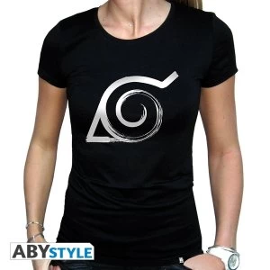 Image of Naruto Shippuden - Konoha Womens Medium T-Shirt - Black