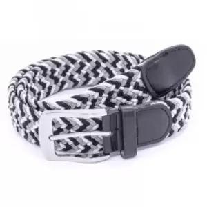 Image of Duke Mens Quinn Braided Stretch Belt (7XL) (Grey/White/Black)